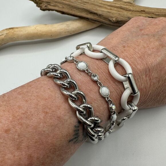Lia Sophia Wayfarer Three Strand Chain Link Bracelet - Picture 1 of 5